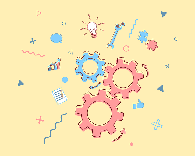 Marketing Communications Icons like gears and a lightbulb for nonprofits and small business